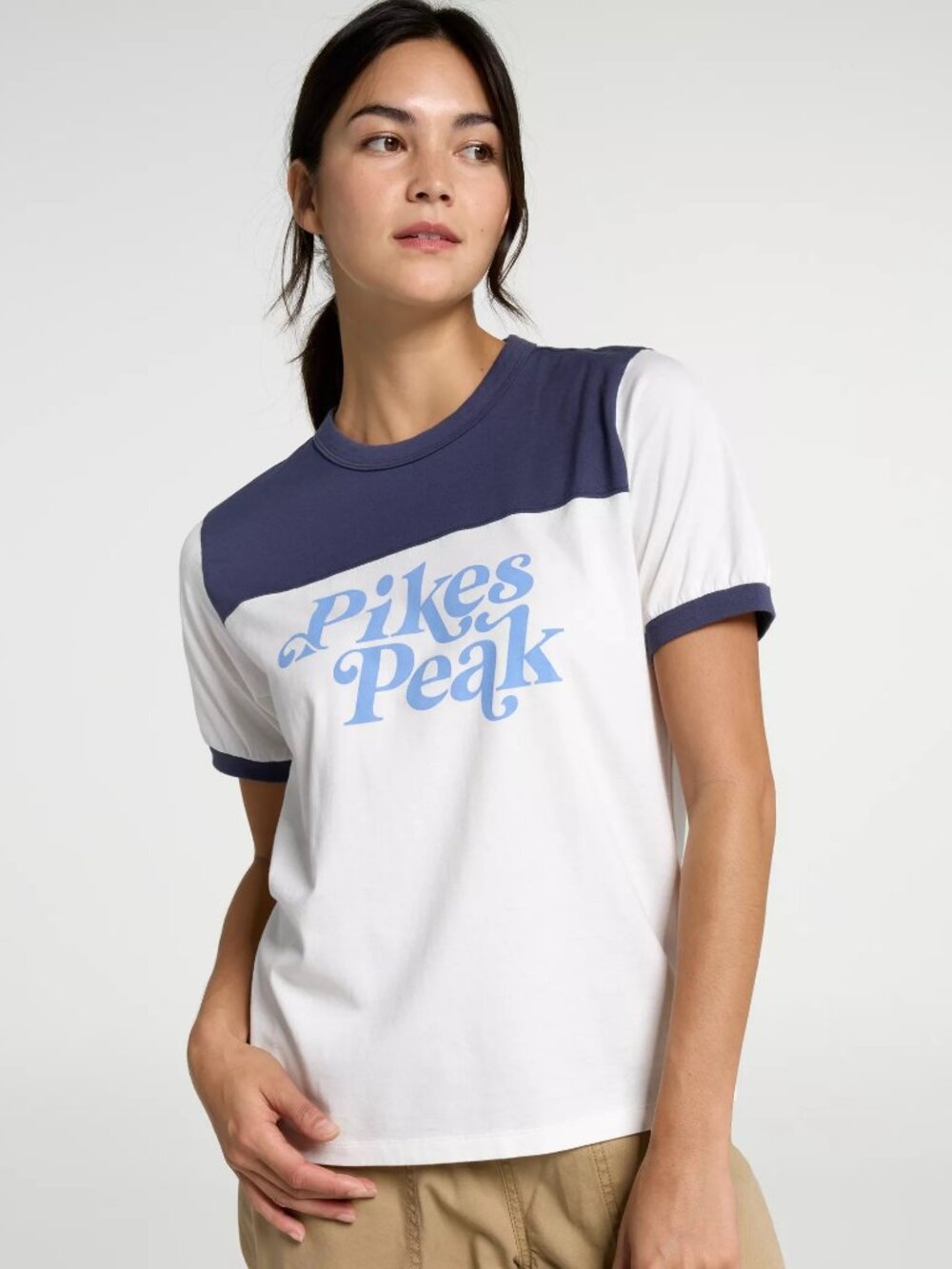 Alpine Design Women's Short Sleeve Colorblock Yoke Tee - Lunar Blue/Alpine Snow